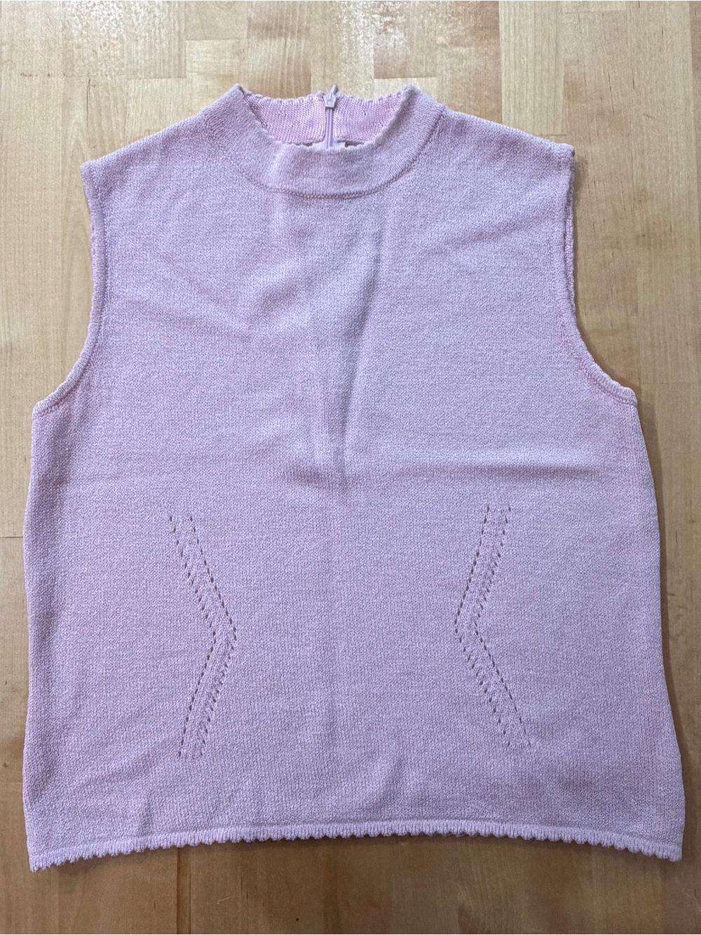 St. John Sleeveless Mock Neck Knit Top in Light Pink